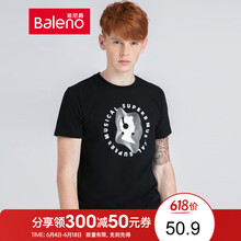 班尼路（Baleno） 短袖 男士T恤 00A純黑-聽音樂7 