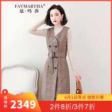 呢子格子連衣裙