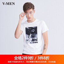 V-MEN 短袖 男士T恤 白色 