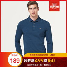 七匹狼（SEPTWOLVES） 長(zhǎng)袖 男士T恤 112(中藍(lán))1D1750601702 