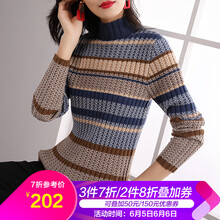 條紋高領羊毛衫