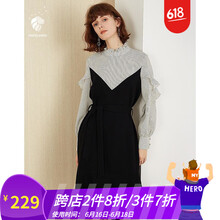 范思藍(lán)恩 條紋 條紋，腰帶，花邊，撞色，紐扣，拉鏈 連衣裙