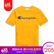 champion 短袖 男士T恤 黃色 