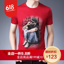 古萊登（GODLIKE） 短袖 男士T恤 953紅色：穿的 