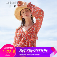 三彩 碎花 荷葉邊，印花 連衣裙
