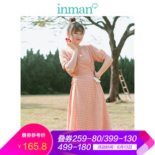茵曼（INMAN） 格子 繡花 連衣裙