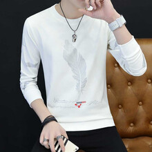 申本（SHENBEN） 長(cháng)袖 男士T恤 【春秋常規款】羽毛筆  白色 