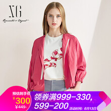 XG 圓領(lǐng) 九分袖 女 短外套 口袋，拉鏈，褶皺，拼色，抽繩