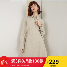 FANSILANEN 純色 不對(duì)稱，不規(guī)則，紐扣，綁帶 連衣裙