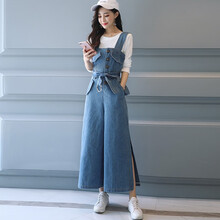 慕香 高腰 闊腳褲 女 長(cháng)褲 牛仔褲