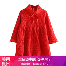 嬰兒紅色厚連衣裙