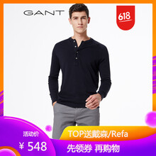GANT 長袖 男士T恤 5-黑色 