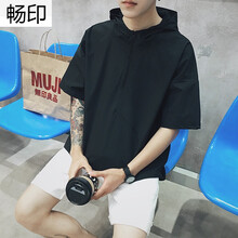 暢印 五分袖 男士T恤 黑色 S，XL，L，M