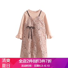 女童棉蕾絲短袖T恤