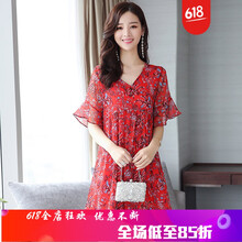 仙氣十足，喇叭袖連衣裙秀曲線美