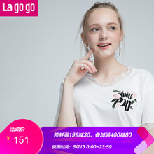 lagogo 刺繡，拼接 短袖 T恤 女 V領(lǐng)