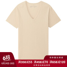 無印良品（MUJI） 短袖 男士T恤 淺米色 
