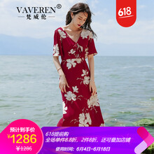 梵威倫（VAVEREN） 大花 綁帶，印花 連衣裙