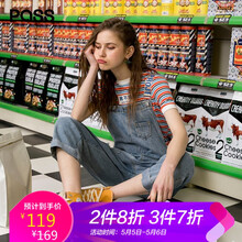彈力牛仔背帶褲