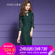 女裝墨綠色蕾絲連衣裙