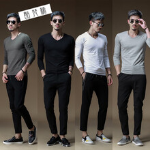 酷梵?。↘UFANXI） 長(cháng)袖 男士T恤 長(cháng)袖V領(lǐng)—自由搭配(顏色備注) 