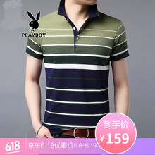 花花公子（PLAYBOY ESTABLISHED 1953） 短袖 男士T恤 綠色7706 