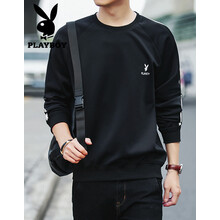 花花公子（PLAYBOY） 長袖 男士T恤 黑色不加絨（20172） XL，L，XXL，M，XXXL