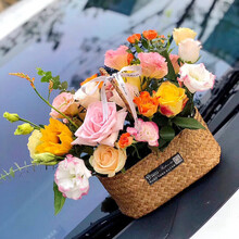 玫瑰手提花篮同城鲜花速递北京上海花店送花广州深圳济南成都全国速递