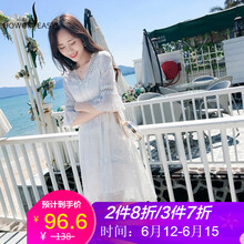 HOWOREASY 純色 鏤空，蕾絲 連衣裙