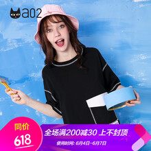 a02 口袋，拼接，貼布 短袖 T恤 女 圓領(lǐng)