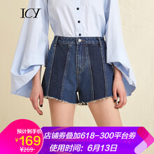 ICY 高腰 直筒褲 女 短褲 休閑褲