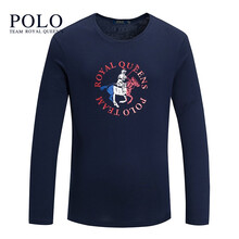 Royal Queen's Polo Team 長袖 男士T恤 005183深藍色 