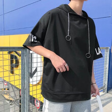 古萊登（GODLIKE） 五分袖 男士T恤 YC連帽 黑 
