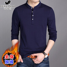 富貴鳥(niǎo)（FUGUINIAO） 長(zhǎng)袖 男士T恤 8165/藏青加絨 XL，L，M，XXL，XXXL