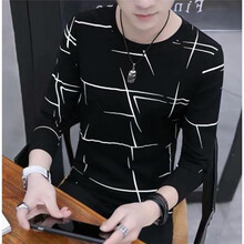 古萊登（GODLIKE） 長袖 男士T恤 亂條黑色 XL，L，M，XXL，XXXL