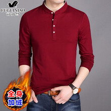 富貴鳥（FUGUINIAO） 長(zhǎng)袖 男士T恤 8165/紅色加絨 XL，L，XXL，XXXL，M