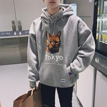 騎士普?。≒utin·Rider） 七分袖 男士T恤 加絨湯姆貓灰 XL，L，M，XXL