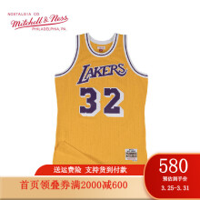 mitchell ness复古球衣 sw球迷版 nba湖人队 1984赛季 约翰逊 mn篮球