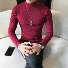 瑾丹（JOMDARM） 長袖 男士T恤 酒紅色加絨款 