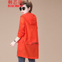 韓芯語（HANXINYU） 連帽 長袖 女 短外套 口袋，圓環(huán)，拼接，印花