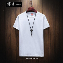 博謙（DBOQIAN） 短袖 男士T恤 純白色 XL，L，XXL，XXXL，M