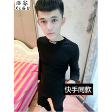 西谷（xigu） 長袖 男士T恤 高領(lǐng)長袖黑色 S，XL，L，M，XXL