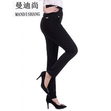 曼迪尚（MANDISHANG） 高腰 直筒褲 女 長褲 休閑褲