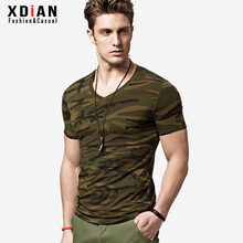 續(xù)點(diǎn)（XDIAN） 短袖 男士T恤 V領(lǐng)迷彩 