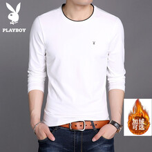 花花公子（PLAYBOY） 長袖 男士T恤 白色加絨 XL，L，M，XXXL，XXL
