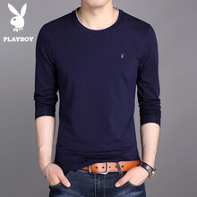花花公子（PLAYBOY） 長(zhǎng)袖 男士T恤 藏青 XL，L，XXXL，XXL，M