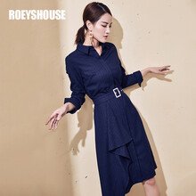 Roey s house 條紋 不對(duì)稱，紐扣 連衣裙