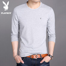 花花公子（PLAYBOY） 長(zhǎng)袖 男士T恤 灰色 XL，L，XXXL，XXL，M