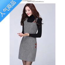 鑫爾俏（Xinerqiao） 純色 紐扣 連衣裙