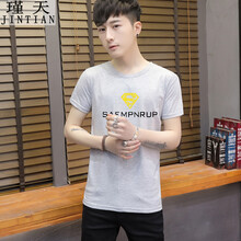 瑾天 短袖 男士T恤 淺灰色 S，XL，L，XXXL，M，加大，XXL